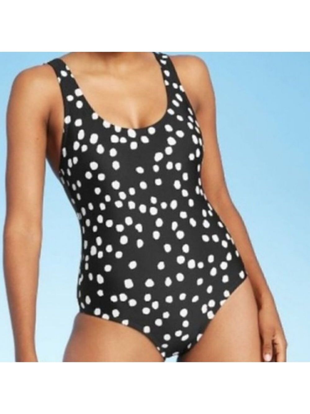 NWT Kona Sol Dot Modern One Piece Swimsuit Black and White Size Medium